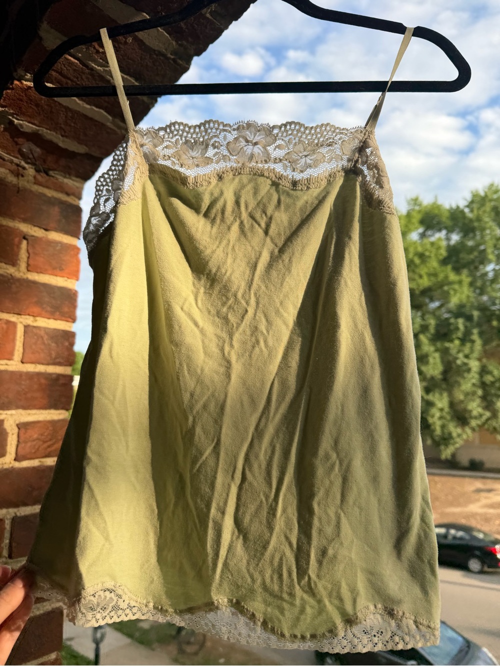 LOFT Light Green Lace Trim Camisole
